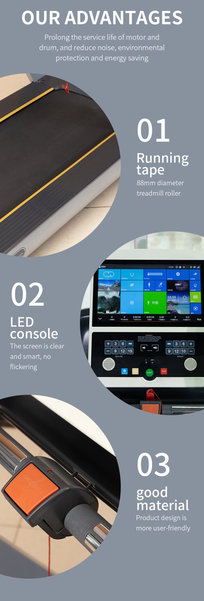 ASJ-9600 Commercial Treadmill with TV Screen - Image 3